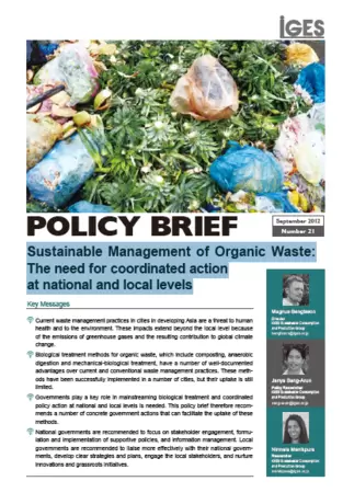 Sustainable Management of Organic Waste: The need for coordinated action at national and local levels