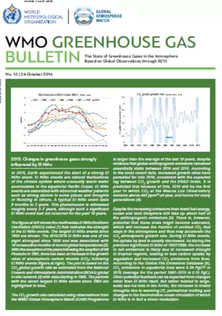 World Meteorological Organization greenhouse gas bulletin (No.12)