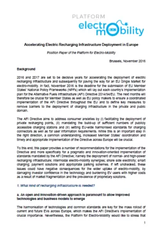 Accelerating recharging infrastructure deployment in Europe