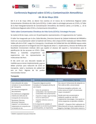 Conferencia Regional sobre CCVCs y Contaminación Atmosférica