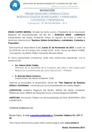 First International Seminar on Domestic Solid Waste: Context and proposals