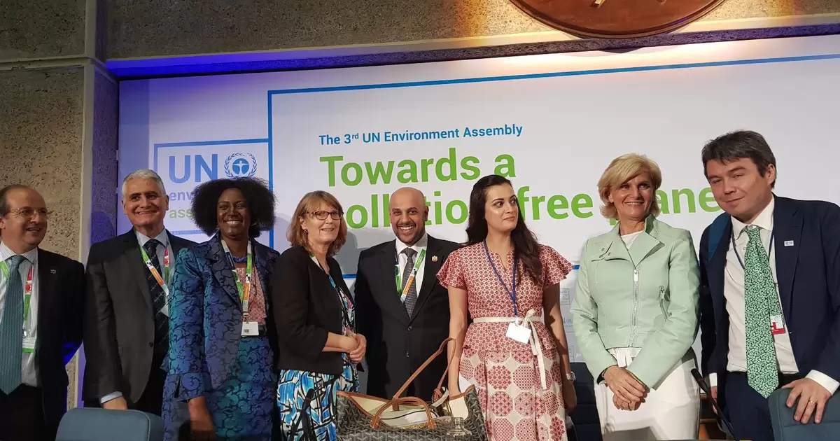 Participants at the high level side-event on air pollution. Dia Mirza is third from the right. 