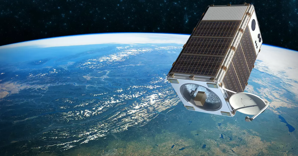 An artist's rendering of MethaneSAT, a satellite with the singular mission of monitoring global methane emissions. 