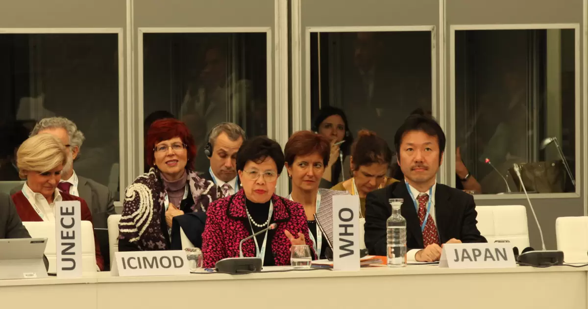 Dr Margaret Chan, Director-General of the WHO, (center) at the CCAC High Level Assembly, December, 2015. 