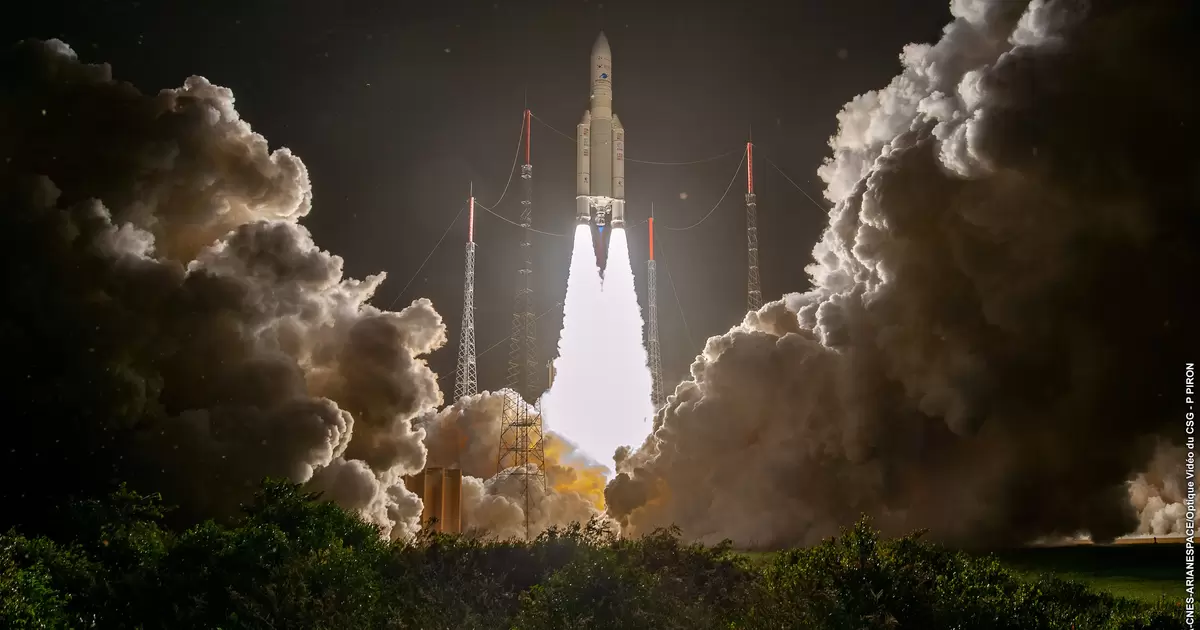 Launch of South Korea's Geostationary Environment Monitoring Spectrometer (GEMS) instrument aboard an Arianespace Ariane 5 rocket (Courtesy of Arianespace)
